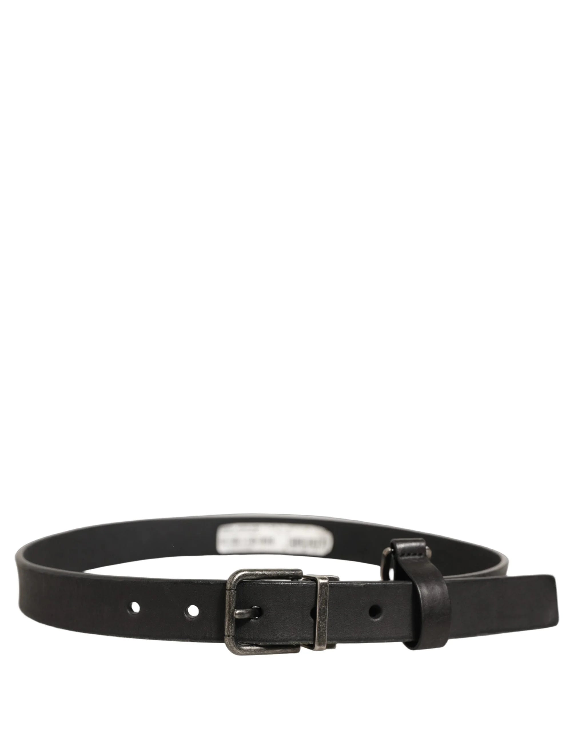 Dolce & Gabbana Black Leather Antique Finish Buckle Belt - 70 cm / 28 Inches
