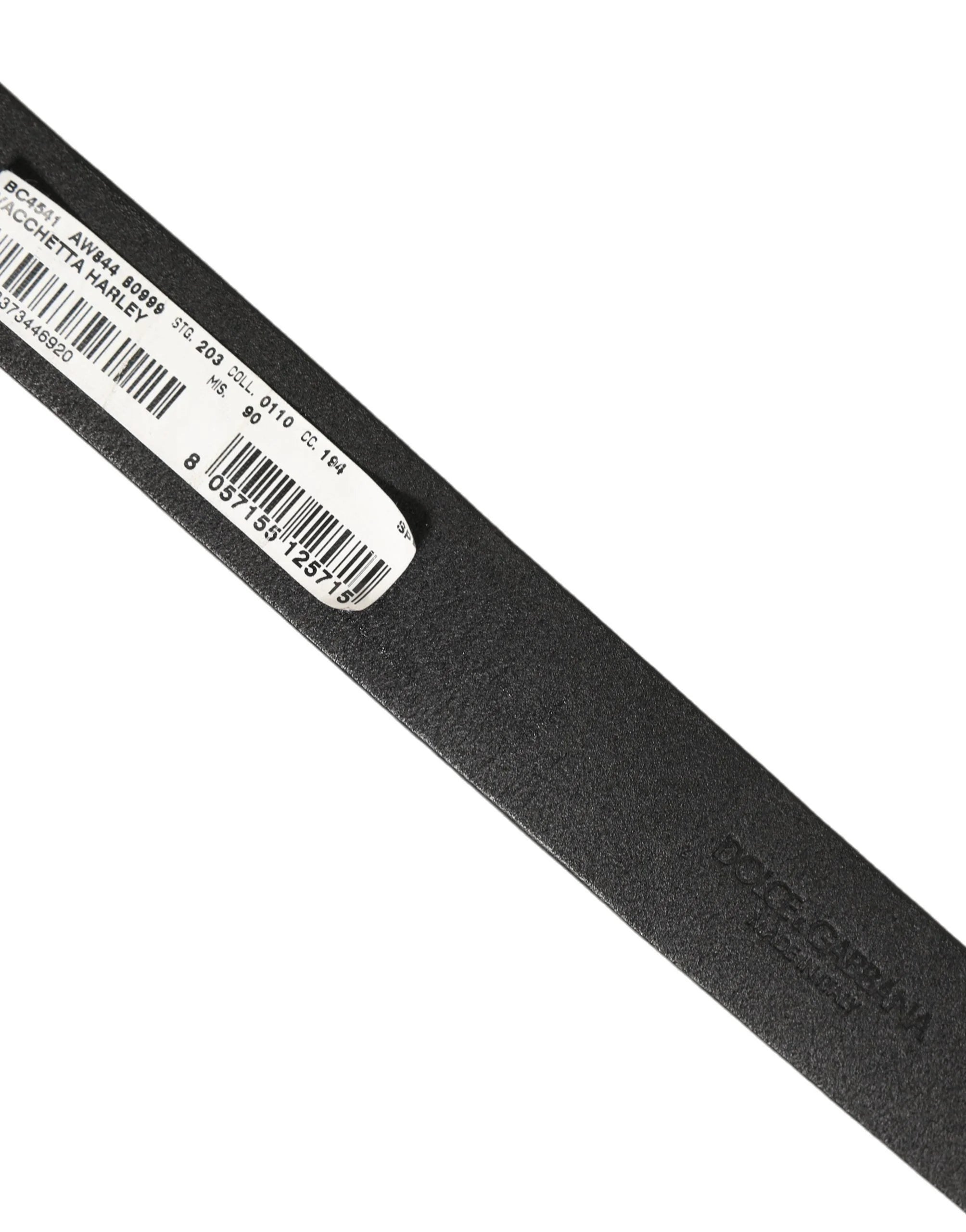 Dolce & Gabbana Black Leather Antique Finish Buckle Belt - 70 cm / 28 Inches