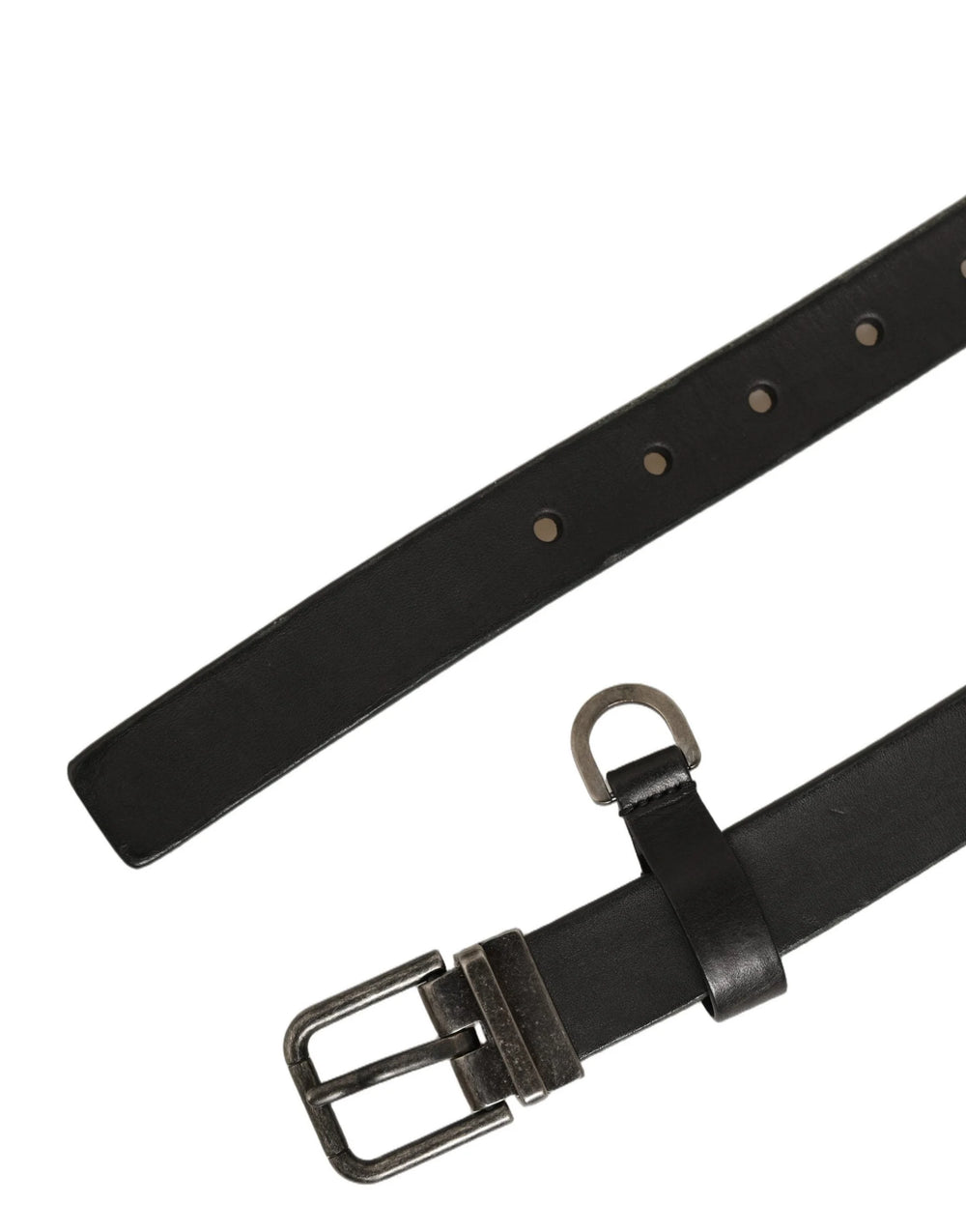 Dolce & Gabbana Black Leather Antique Finish Buckle Belt - 70 cm / 28 Inches