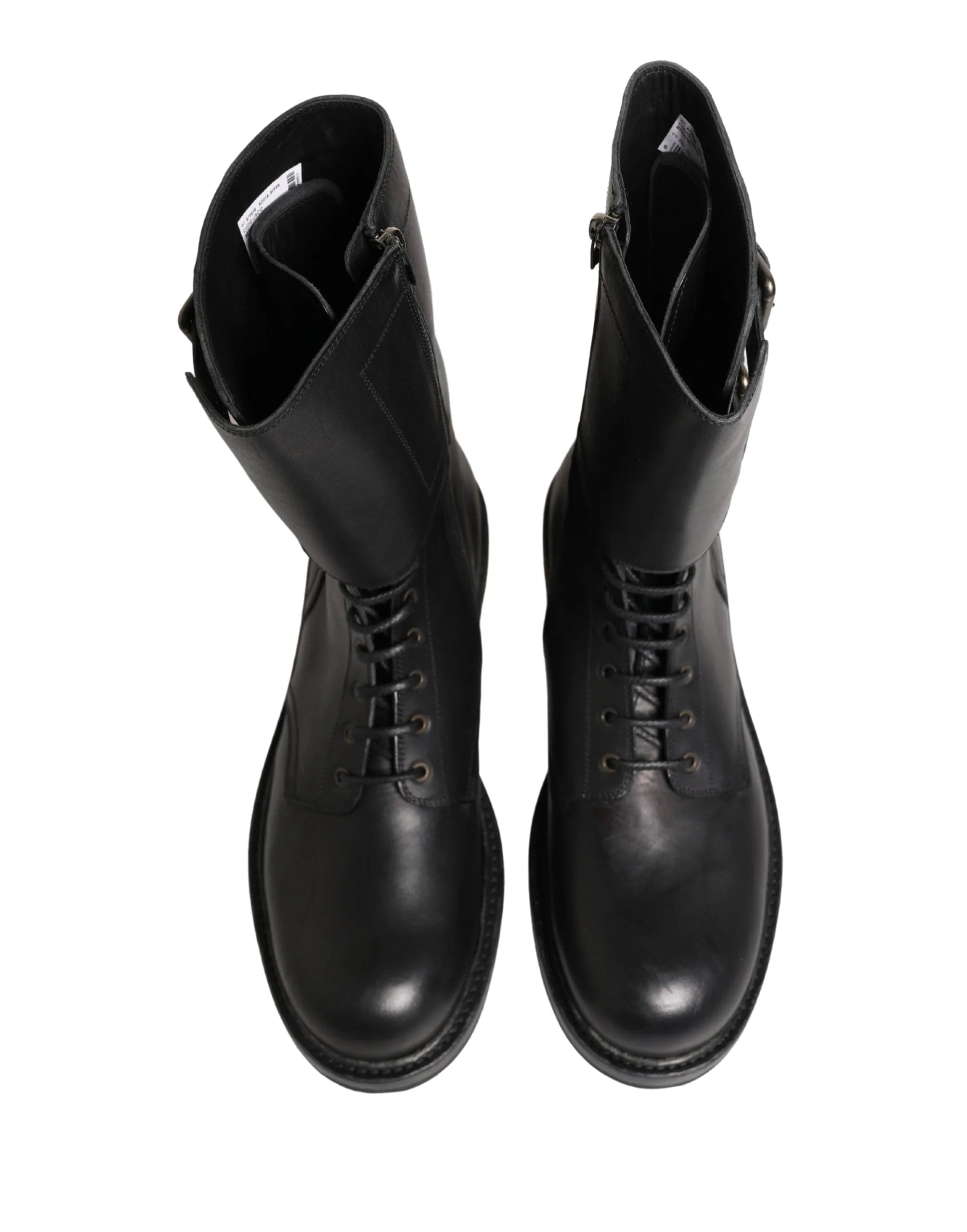 Dolce & Gabbana Svart Läder Bältes Spänne Stövlar Skor - EU44/US11 - Stövlar