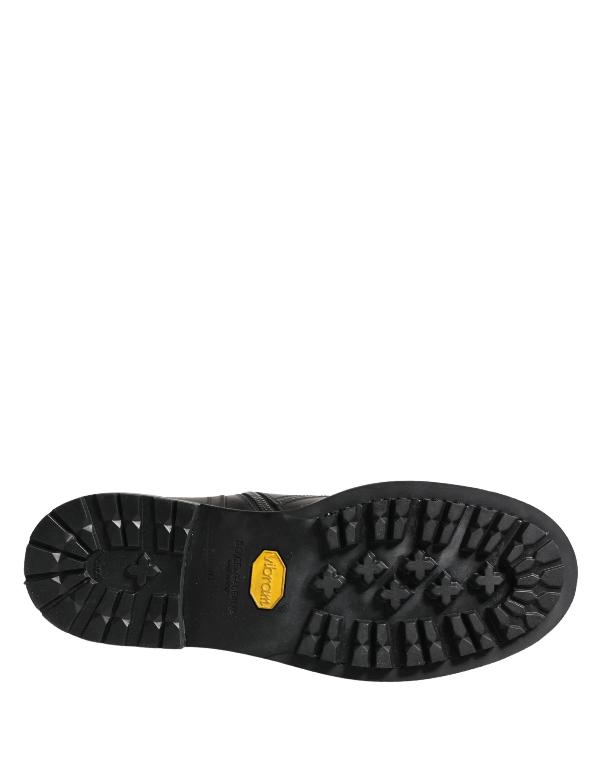 Dolce & Gabbana Black Leather Belted Buckle Combat Boots Shoes - EU44/US11