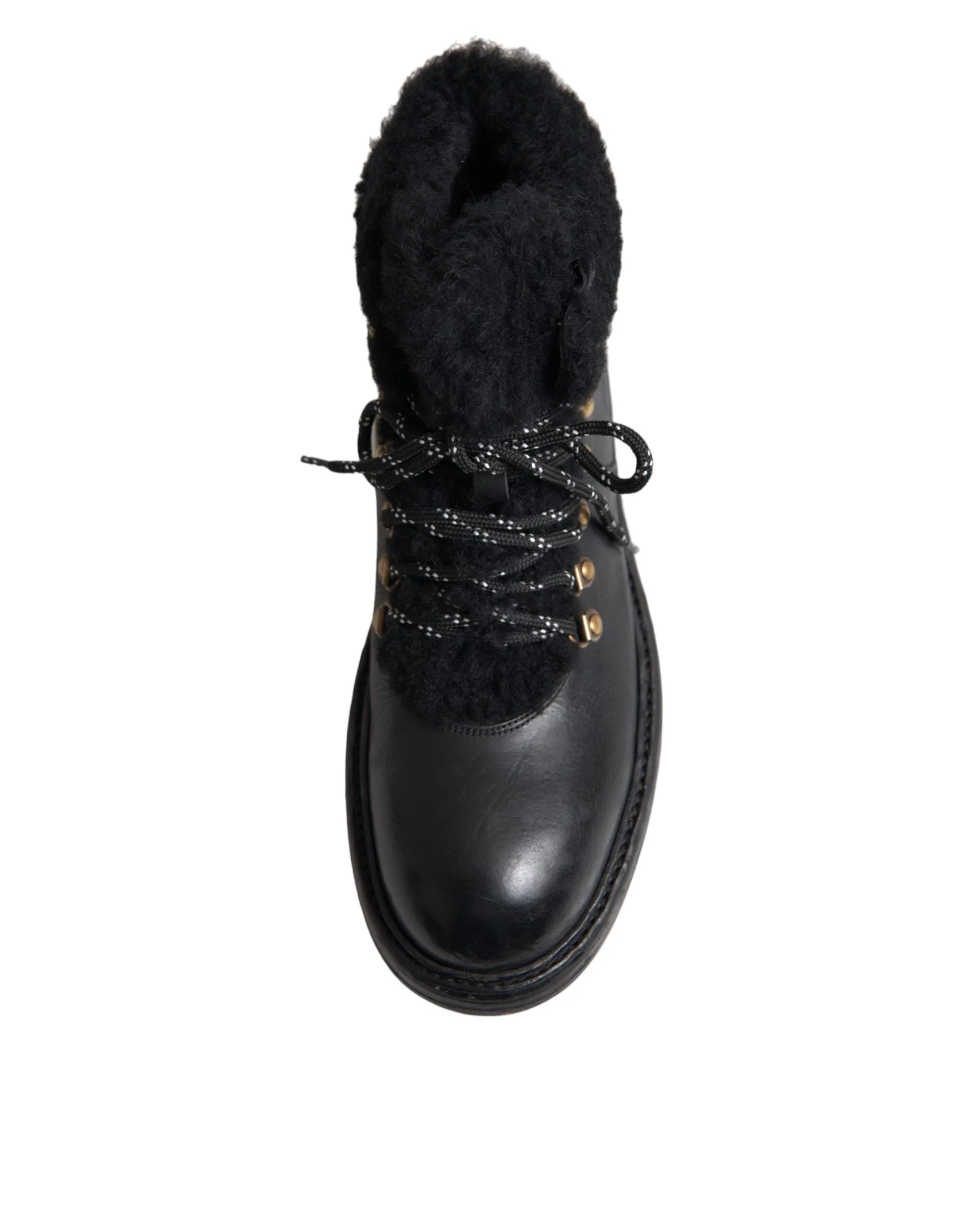 Dolce & Gabbana Black Leather Bernini Shearling Boots Shoes - EU44/US11 - Boots