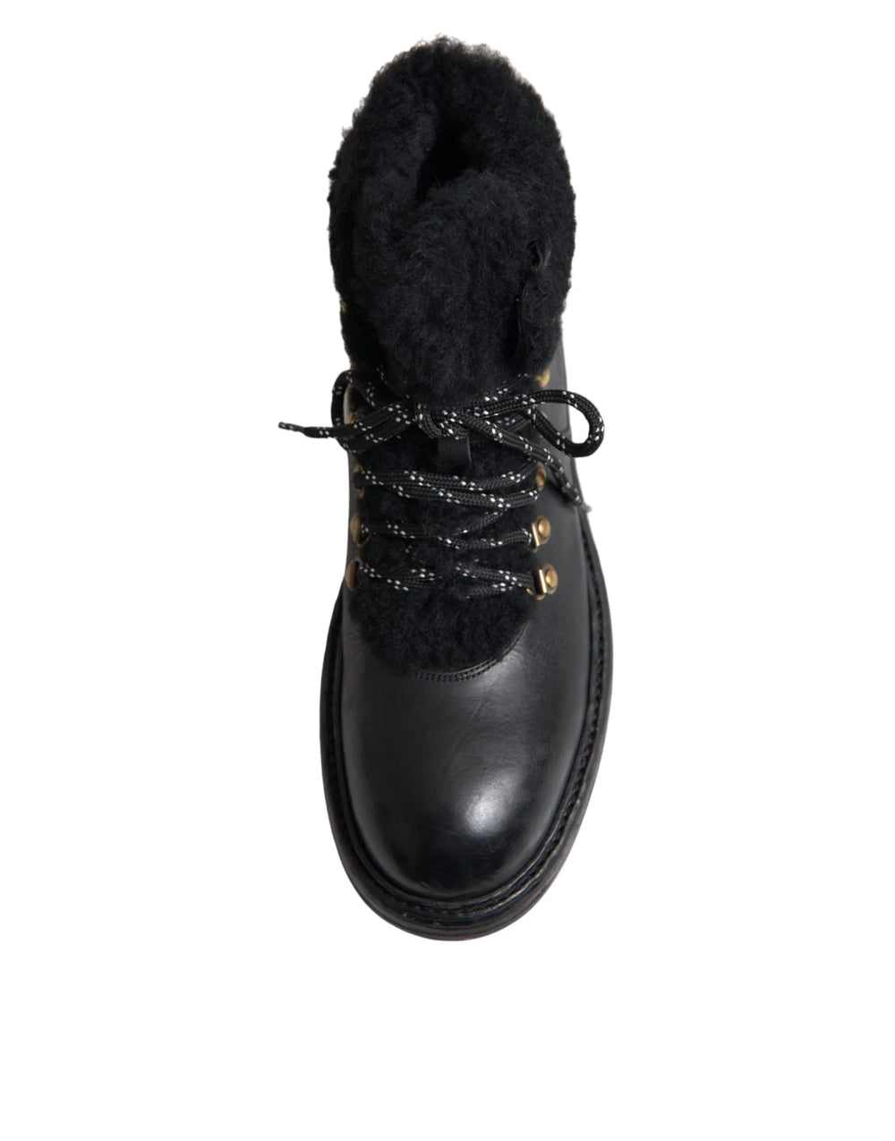 Dolce & Gabbana Black Leather Bernini Shearling Boots Shoes - EU44/US11 - Boots