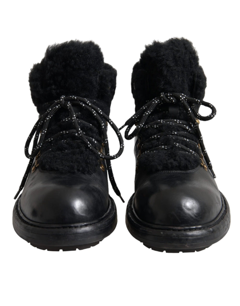 Dolce & Gabbana Black Leather Bernini Shearling Boots Shoes - EU44/US11 - Boots