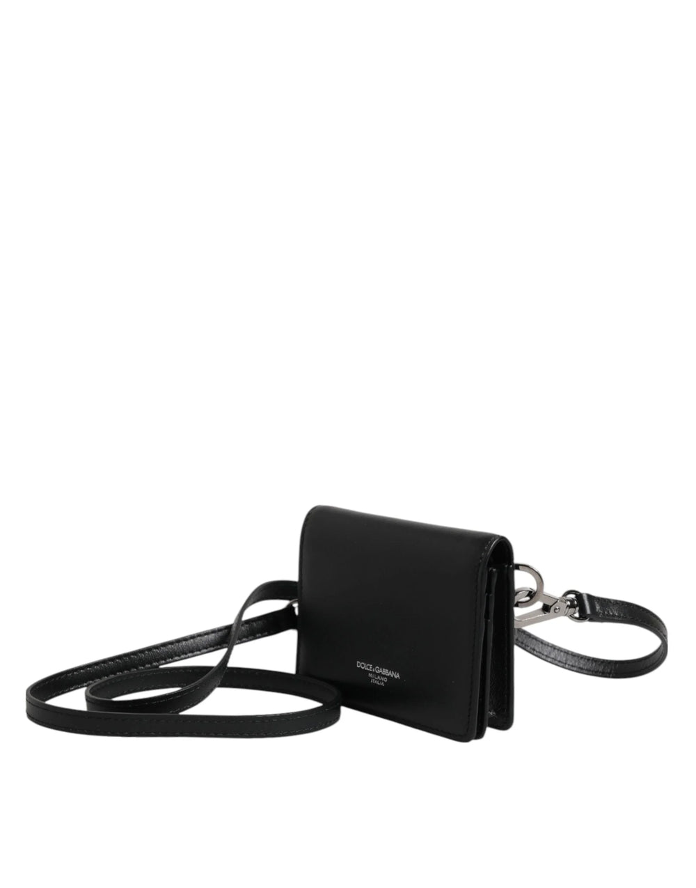 Dolce & Gabbana Black Leather Bifold Card Holder Crossbody Men Borse Bag - Cross Body Bags