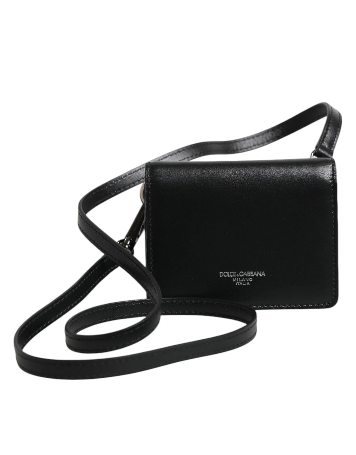 Dolce & Gabbana Black Leather Bifold Card Holder Crossbody Men Borse Bag - Cross Body Bags