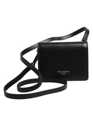 Dolce & Gabbana Black Leather Bifold Card Holder Crossbody Men Borse Bag - Cross Body Bags