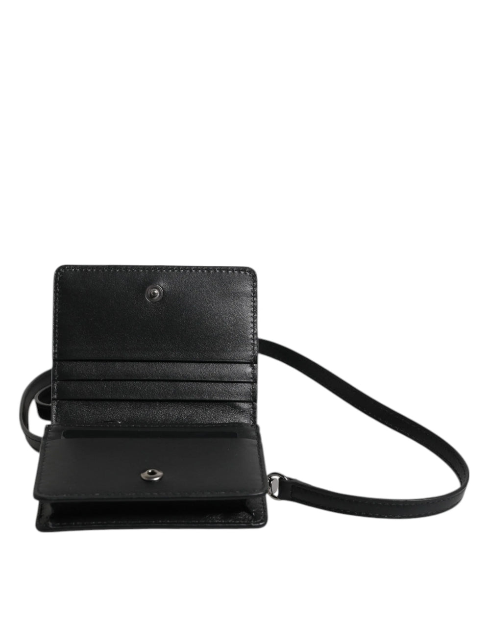 Dolce & Gabbana Black Leather Bifold Card Holder Crossbody Men Borse Bag - Cross Body Bags