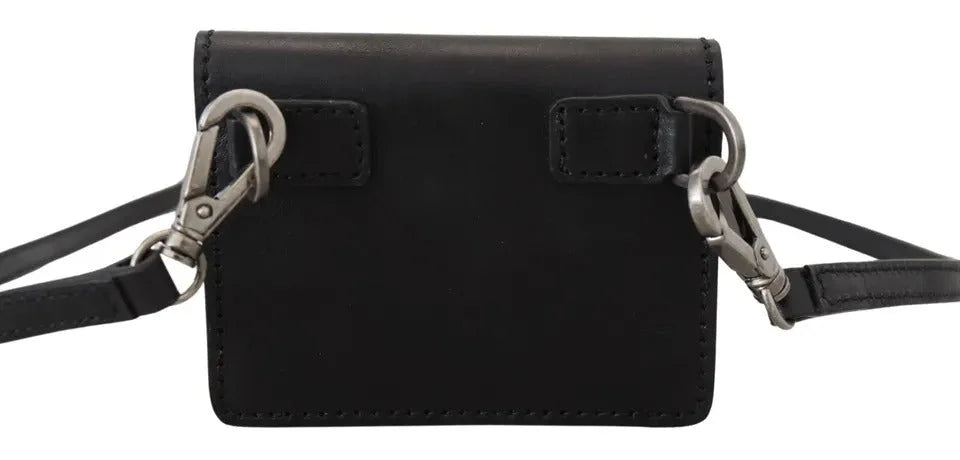 Dolce & Gabbana Black Leather Bifold Shoulder Sling Women Wallet - Wallets