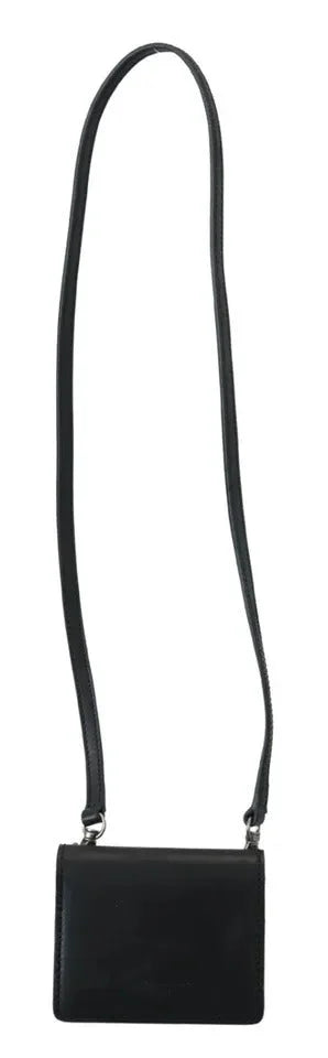 Dolce & Gabbana Black Leather Bifold Shoulder Sling Women Wallet - Wallets