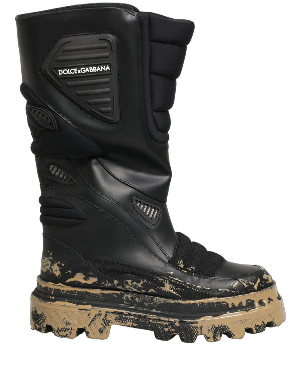 Dolce & Gabbana Schwarze Leder Biker Stiefel Mid-Calf Herren - EU44/US11
