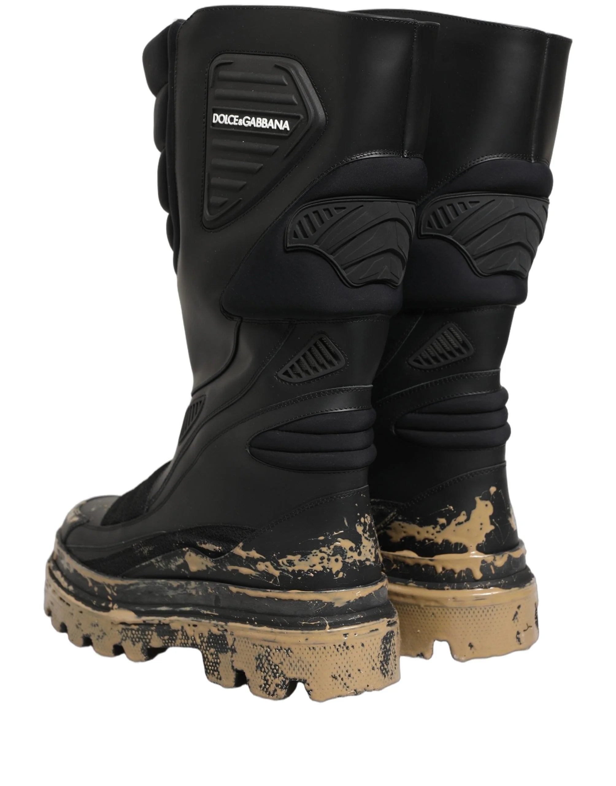 Dolce & Gabbana Schwarze Leder Biker Stiefel Mid-Calf Herren - EU44/US11