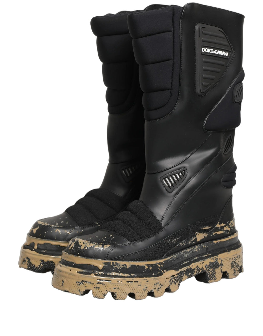 Dolce & Gabbana Schwarze Leder Biker Stiefel Mid-Calf Herren - EU44/US11