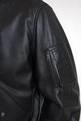 Dolce & Gabbana Black Leather Blouson Full Zip Bomber Jacket - IT44 | XS - Bomber Jackets