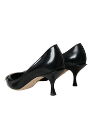 Dolce & Gabbana Black Leather BOOM Patch Heels Pumps Shoes - Heels