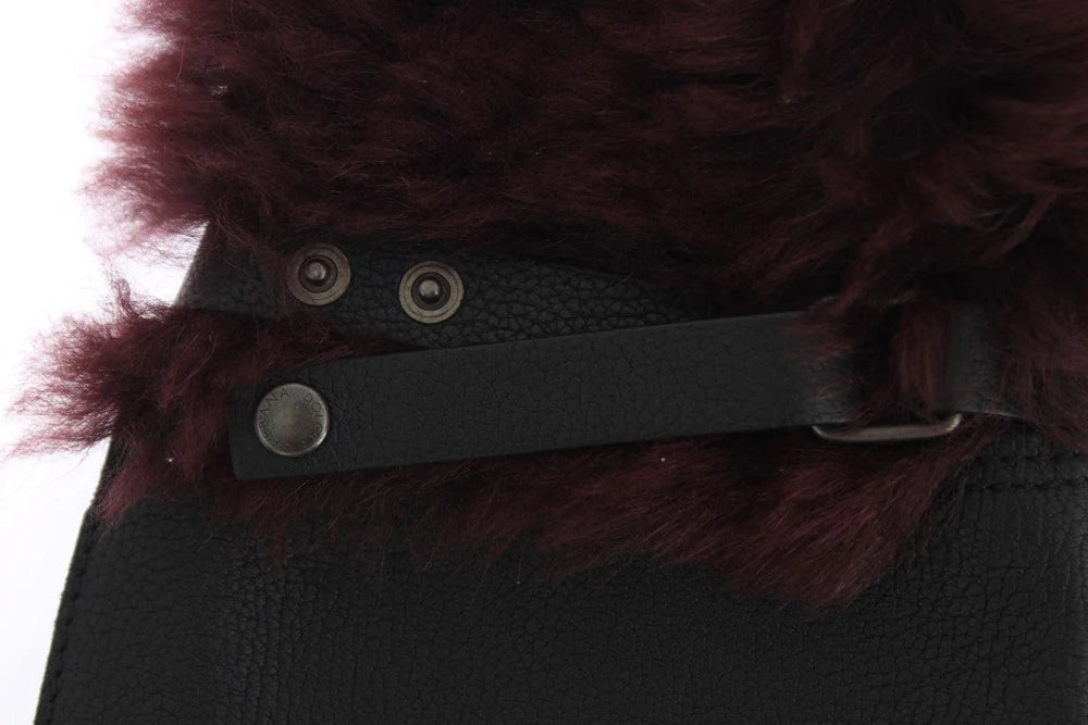 Dolce & Gabbana Black Leather Bordeaux Shearling Gloves - Gloves & Mittens