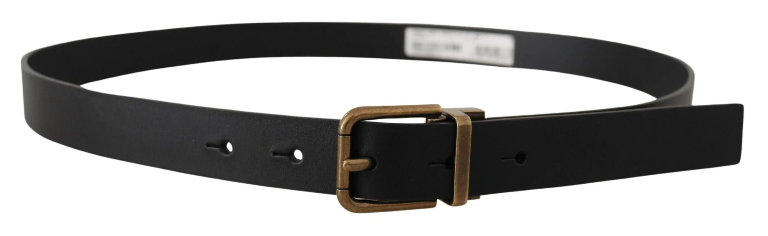 Dolce & Gabbana Black Leather Brass Metal Box Buckle Belt - 90 cm / 36 Inches - Belts