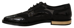 Dolce & Gabbana Black Leather Broques Sheer Wingtip Shoes - EU35/US4.5