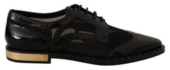 Dolce & Gabbana Black Leather Broques Sheer Wingtip Shoes - EU35/US4.5