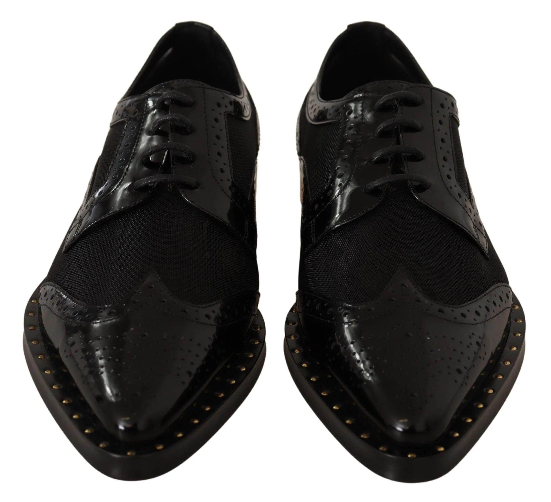 Dolce & Gabbana Black Leather Broques Sheer Wingtip Shoes - EU35/US4.5 - Flats