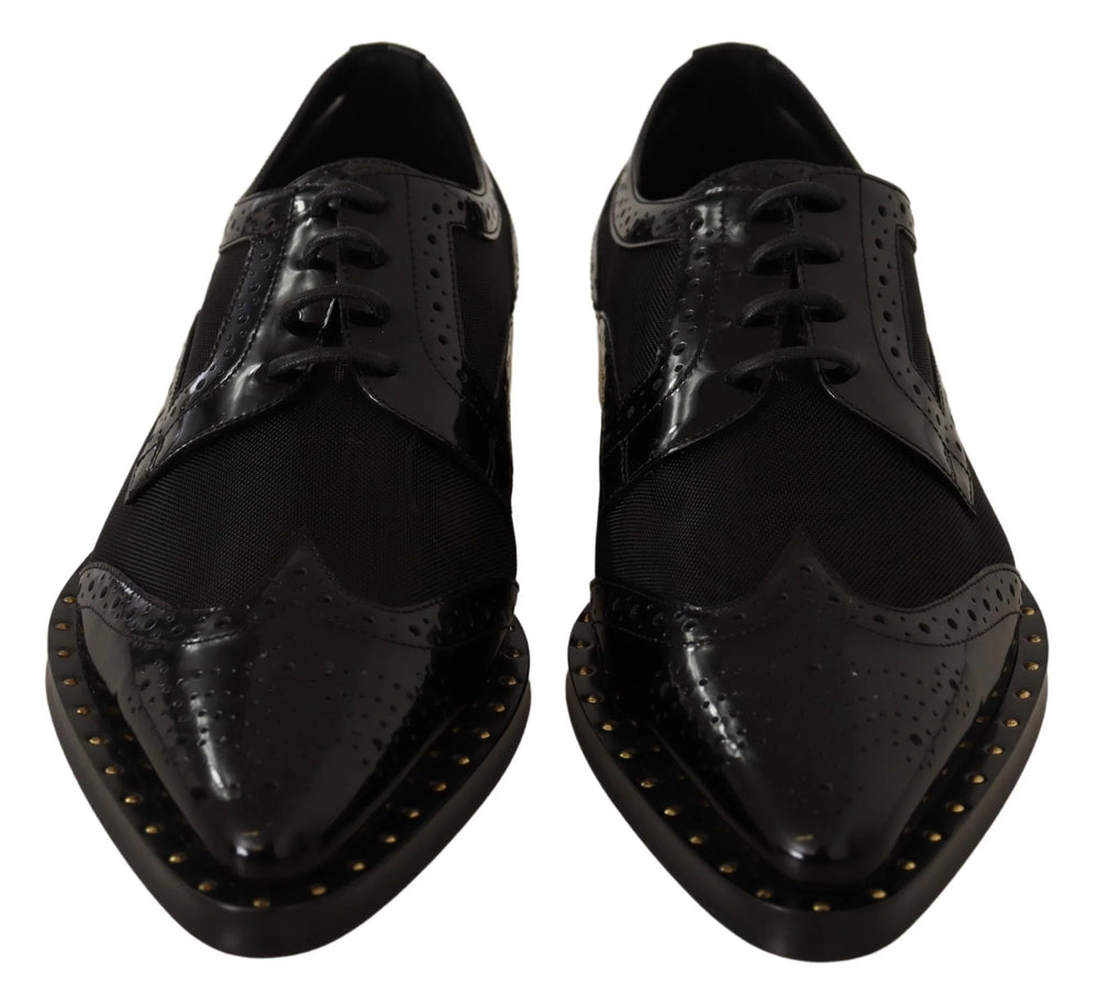 Dolce & Gabbana Black Leather Broques Sheer Wingtip Shoes - EU35/US4.5 - Flats