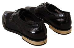 Dolce & Gabbana Black Leather Broques Sheer Wingtip Shoes - EU35/US4.5 - Flats