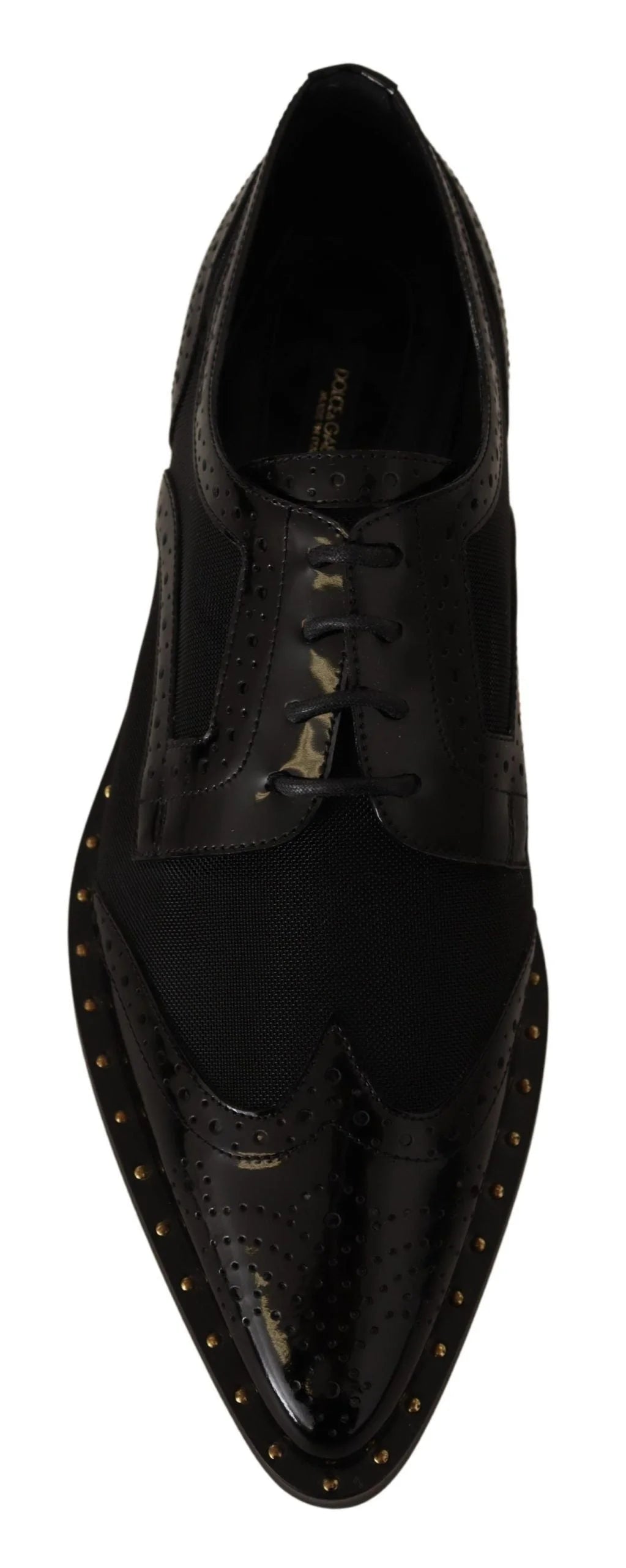 Dolce & Gabbana Black Leather Broques Sheer Wingtip Shoes - EU35/US4.5