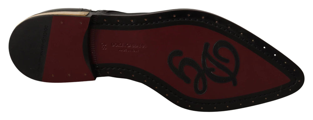 Dolce & Gabbana Black Leather Broques Sheer Wingtip Shoes - EU35/US4.5 - Flats