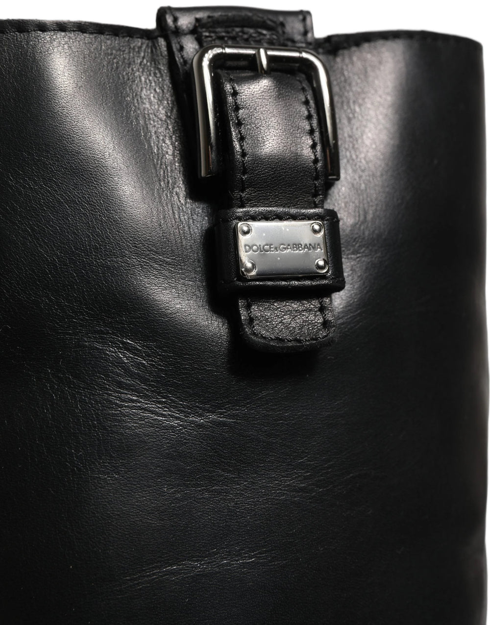 Dolce & Gabbana Black Leather Buckle Detail Mid Calf Boots Shoes - EU36/US5.5