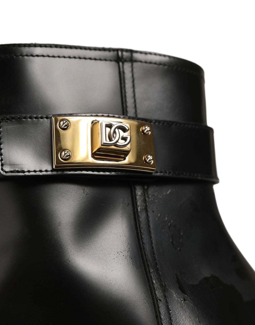 Dolce & Gabbana Black Leather Buckle Mid Calf Boots Shoes - EU45/US12