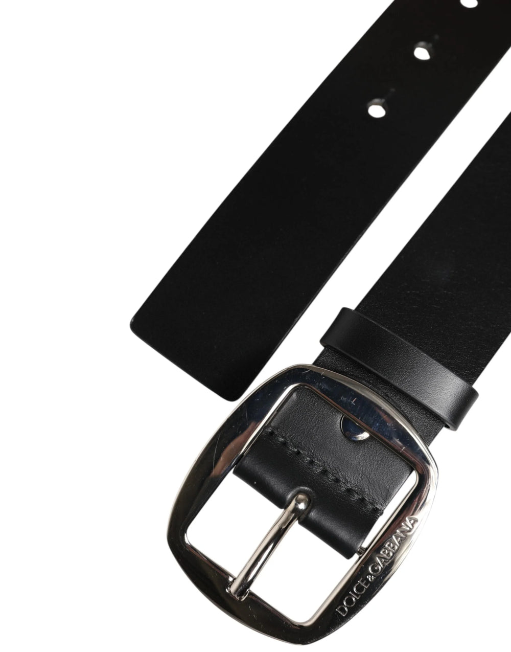 Dolce & Gabbana Black Leather Classic Metal Buckle Belt - Belts