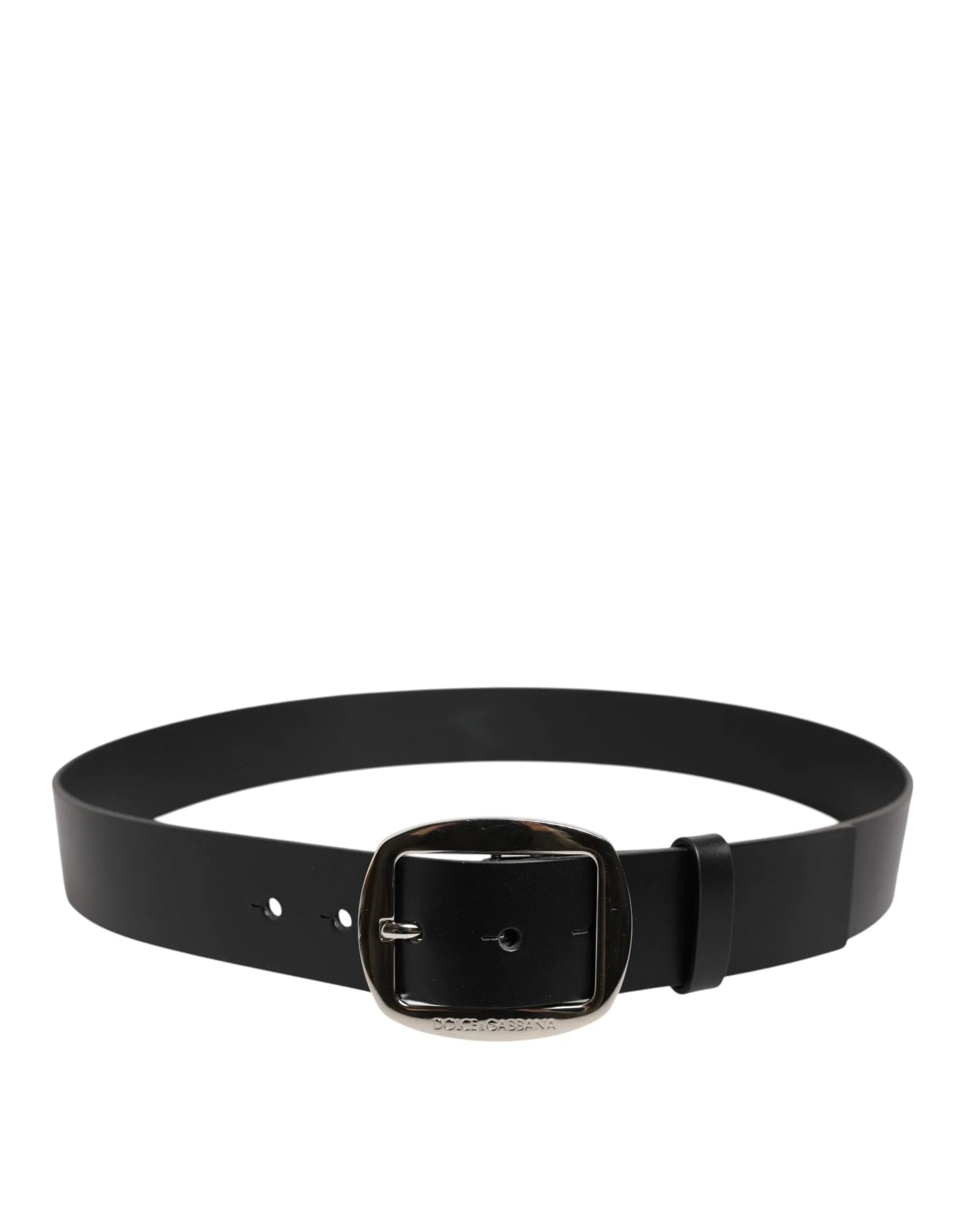 Dolce & Gabbana Black Leather Classic Metal Buckle Belt - Belts