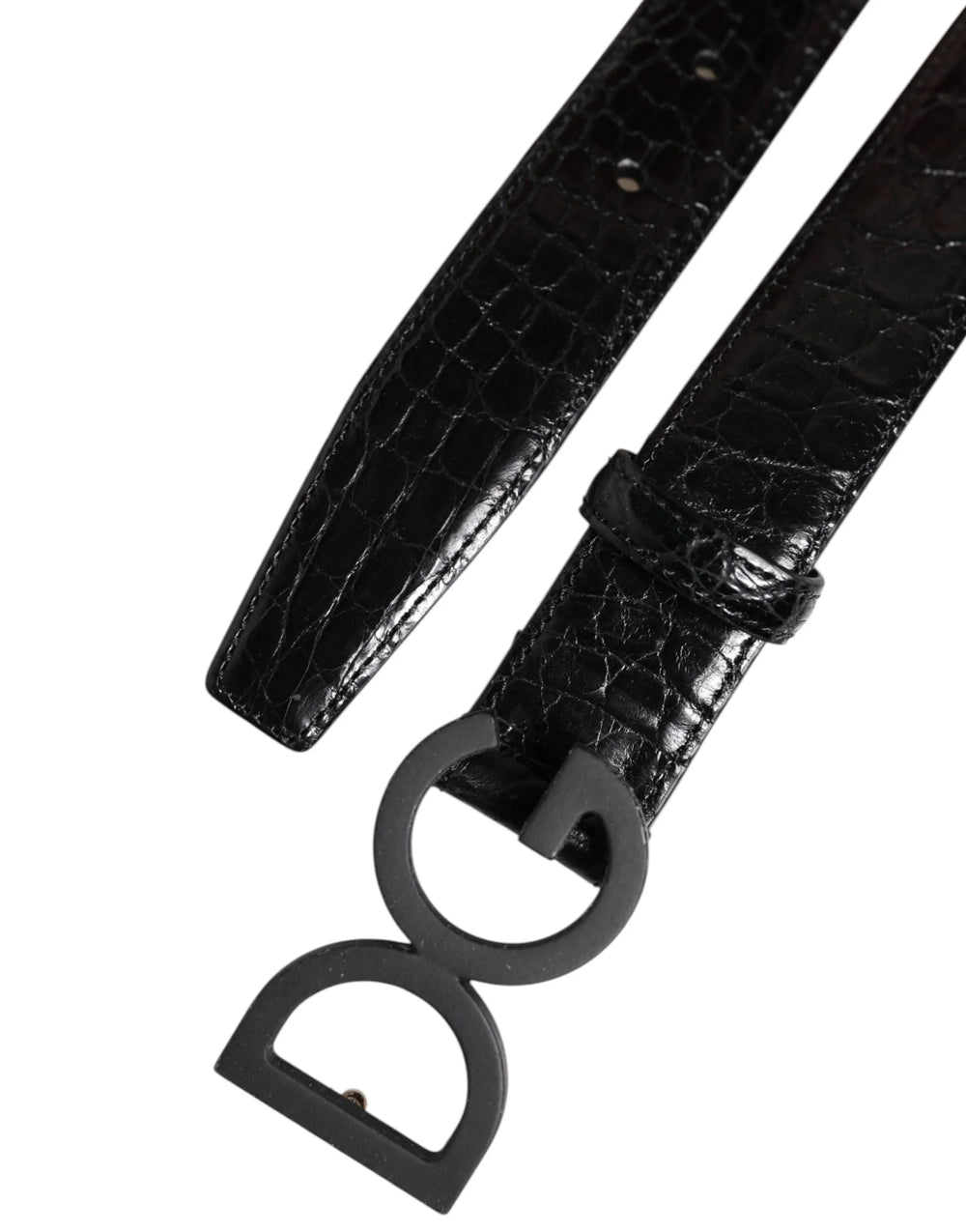 Dolce & Gabbana Black Leather Classic Metal DG Buckle Belt - Belts