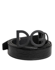 Dolce & Gabbana Black Leather Classic Metal DG Buckle Belt - Belts
