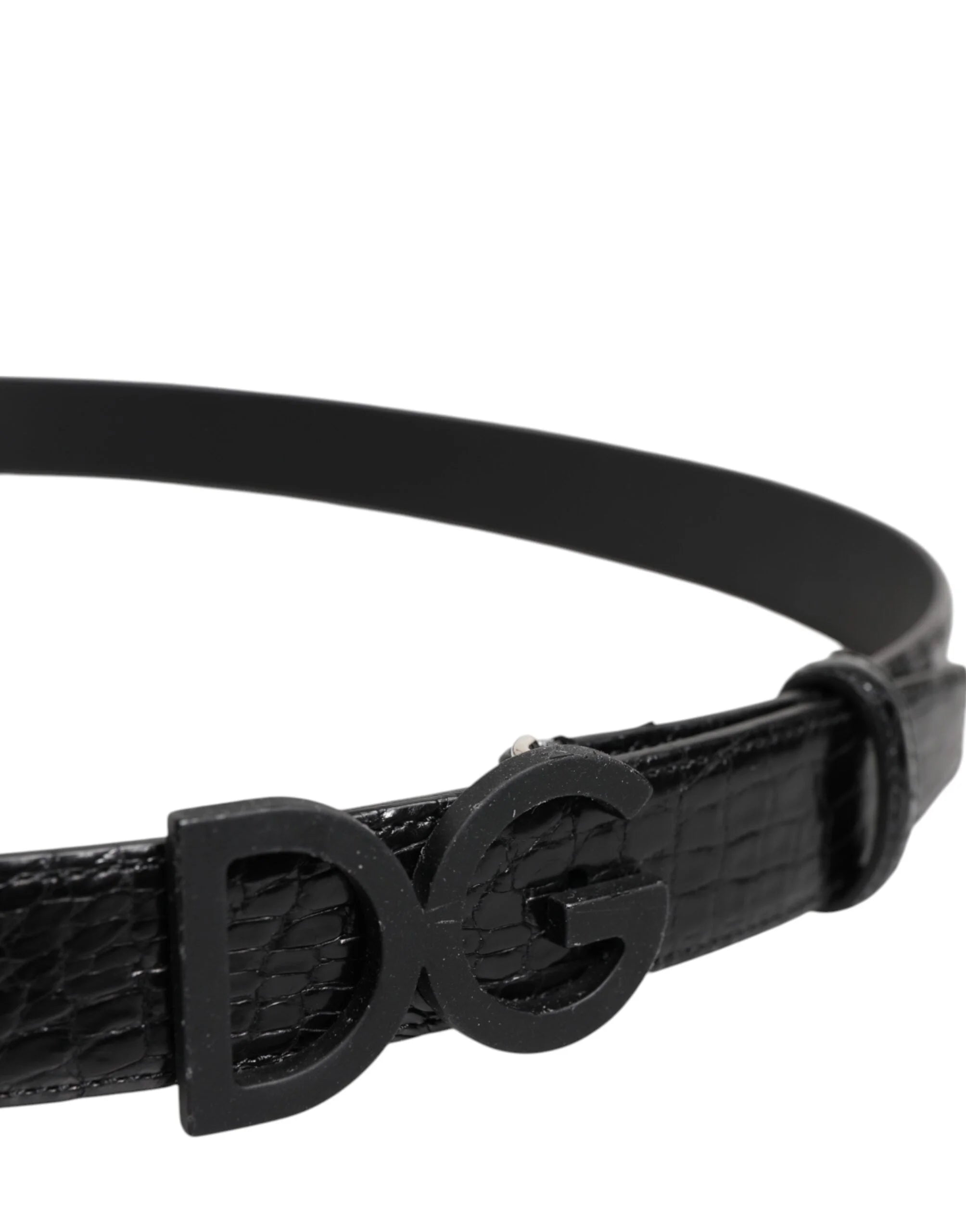 Dolce & Gabbana Black Leather Classic Metal DG Buckle Belt - Belts