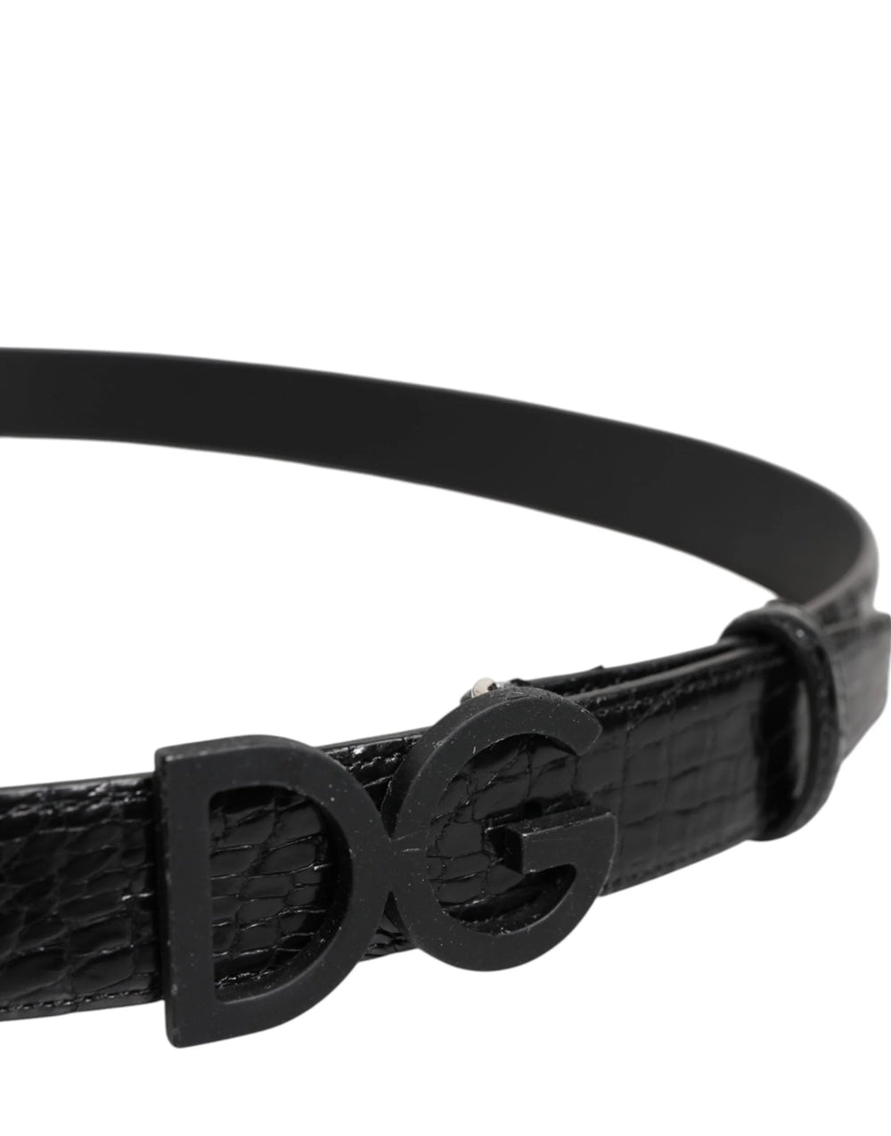 Dolce & Gabbana Black Leather Classic Metal DG Buckle Belt - Belts