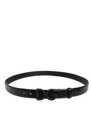 Dolce & Gabbana Black Leather Classic Metal DG Buckle Belt - Belts