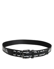 Dolce & Gabbana Black Leather Classic Metal Logo Buckle Belt - 100 cm / 40 Inches - Belts