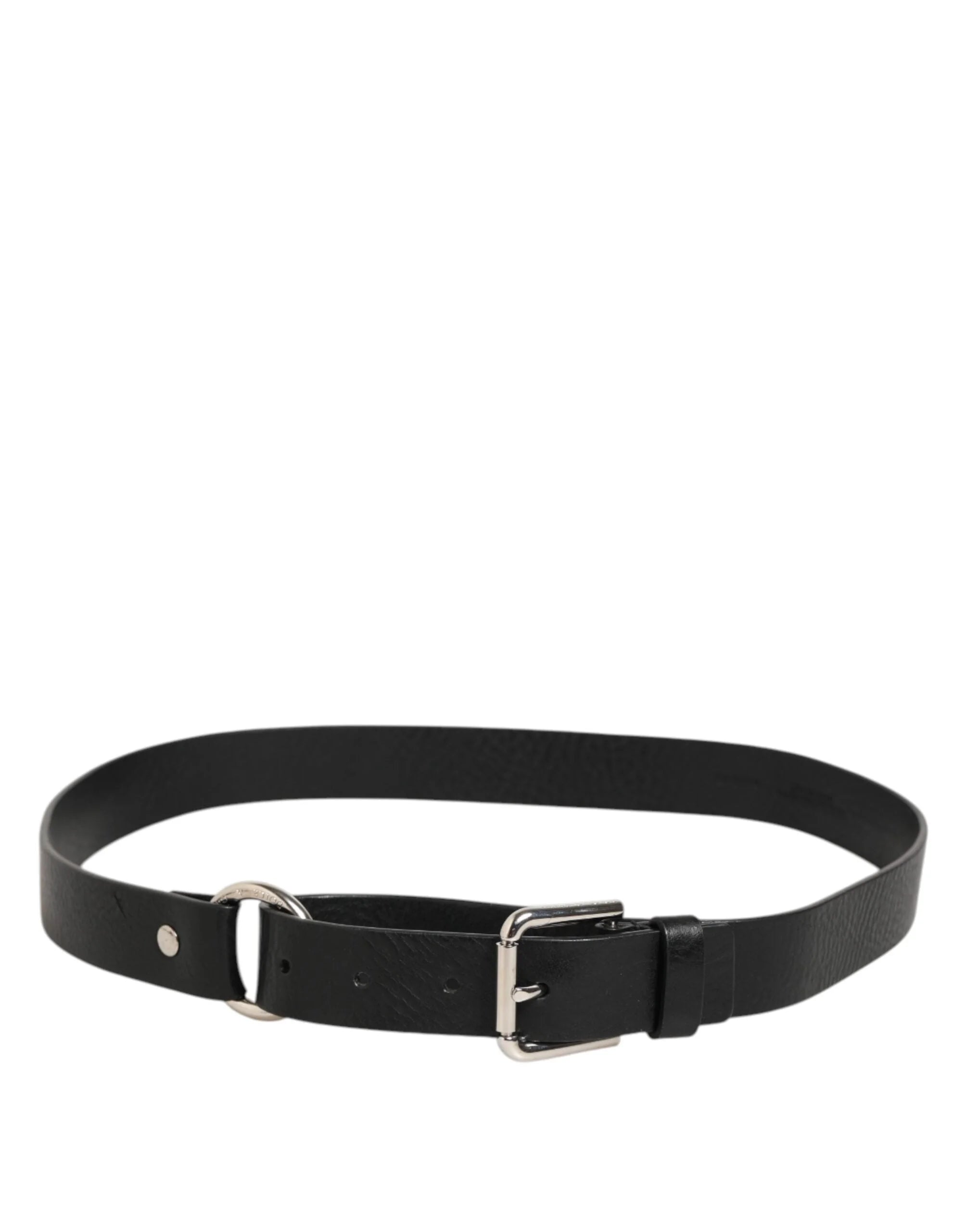 Dolce & Gabbana Black Leather Classic Metal Logo Buckle Belt - 90 cm / 36 Inches - Belts