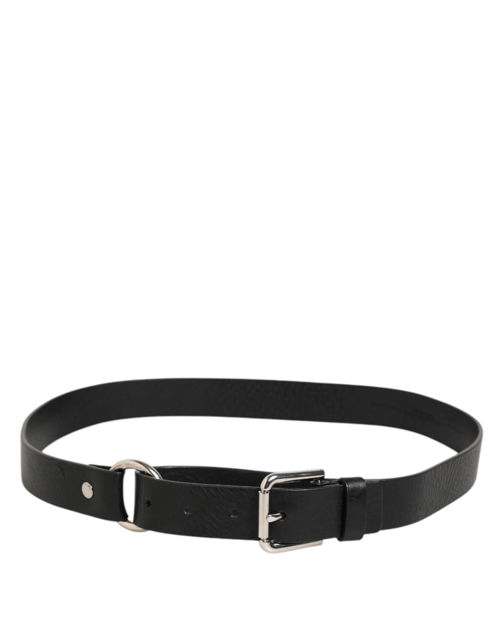 Dolce & Gabbana Black Leather Classic Metal Logo Buckle Belt - 90 cm / 36 Inches - Belts
