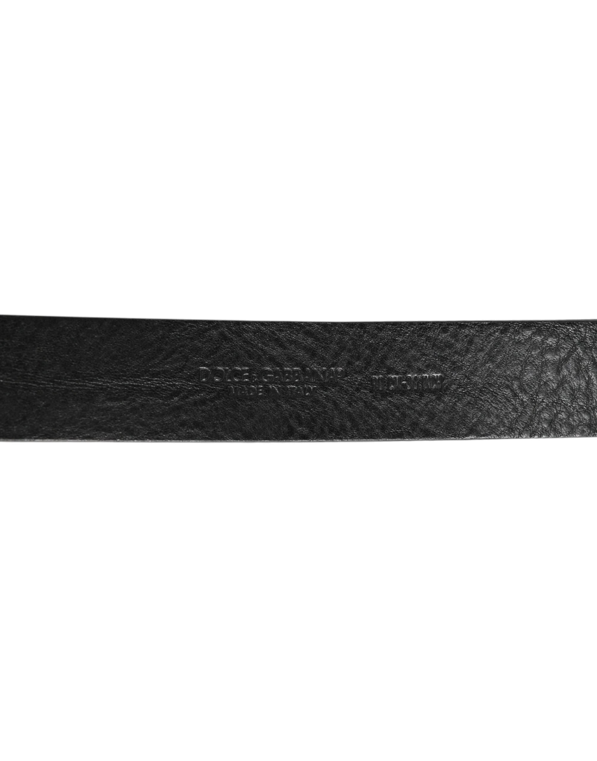 Dolce & Gabbana Black Leather Classic Metal Logo Buckle Belt - 90 cm / 36 Inches - Belts