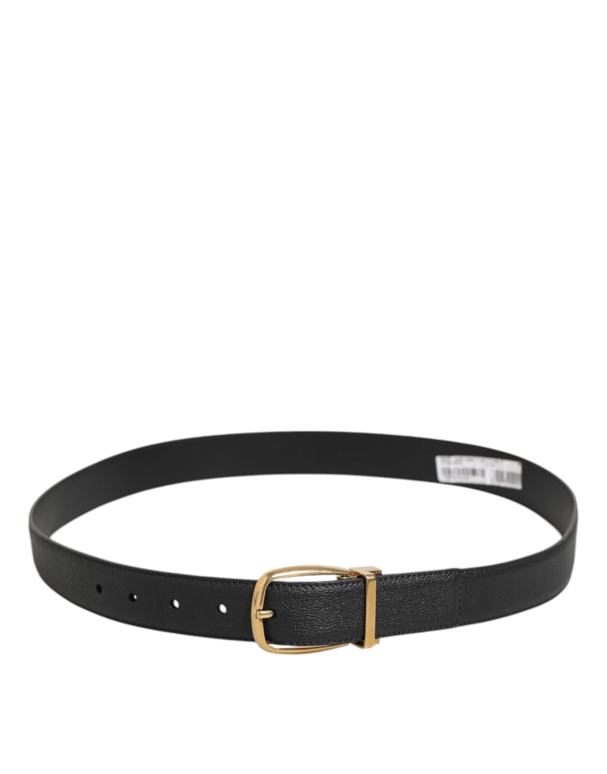 Dolce & Gabbana Black Leather Classic Metal Logo Buckle Belt - 90 cm / 36 Inches - Belts
