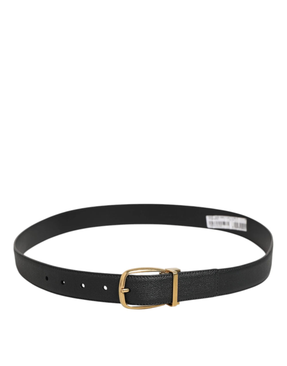 Dolce & Gabbana Black Leather Classic Metal Logo Buckle Belt - 90 cm / 36 Inches - Belts