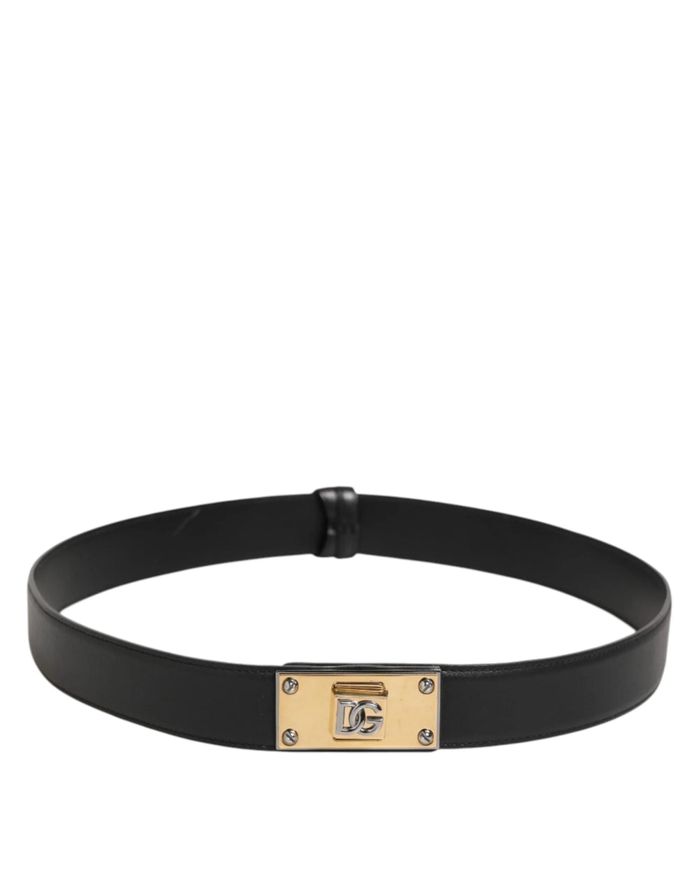 Dolce & Gabbana Black Leather Classic Metal Logo Buckle Belt - 90 cm / 36 Inches - Belts