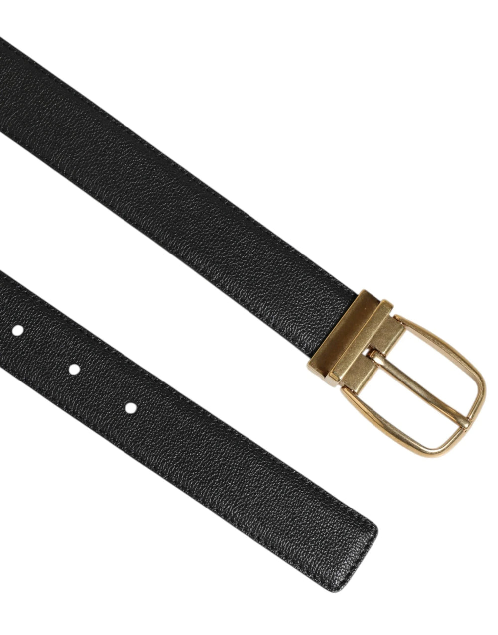 Dolce & Gabbana Black Leather Classic Metal Logo Buckle Belt - 90 cm / 36 Inches - Belts