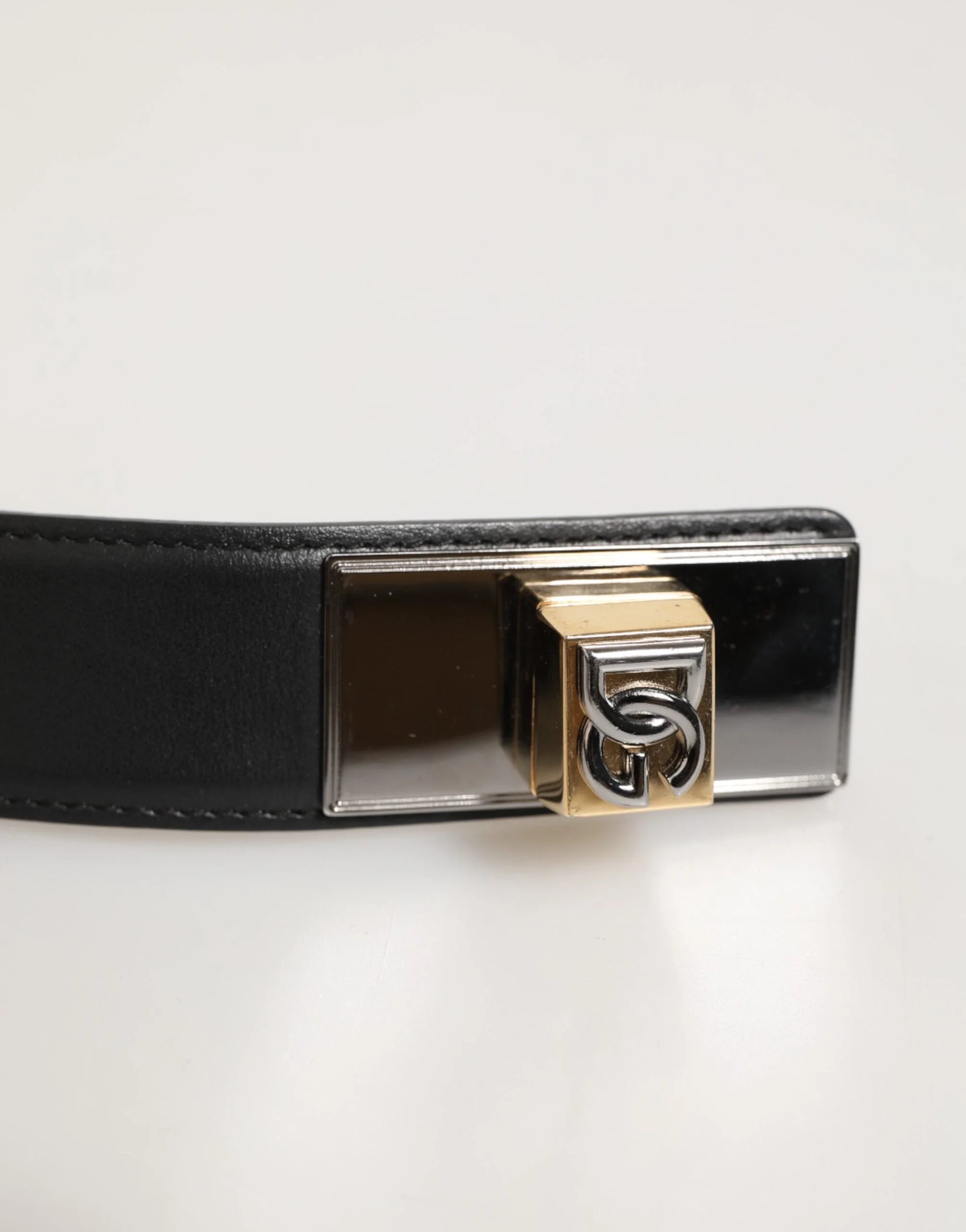 Dolce & Gabbana Black Leather Classic Metal Logo Buckle Belt - 90 cm / 36 Inches - Belts