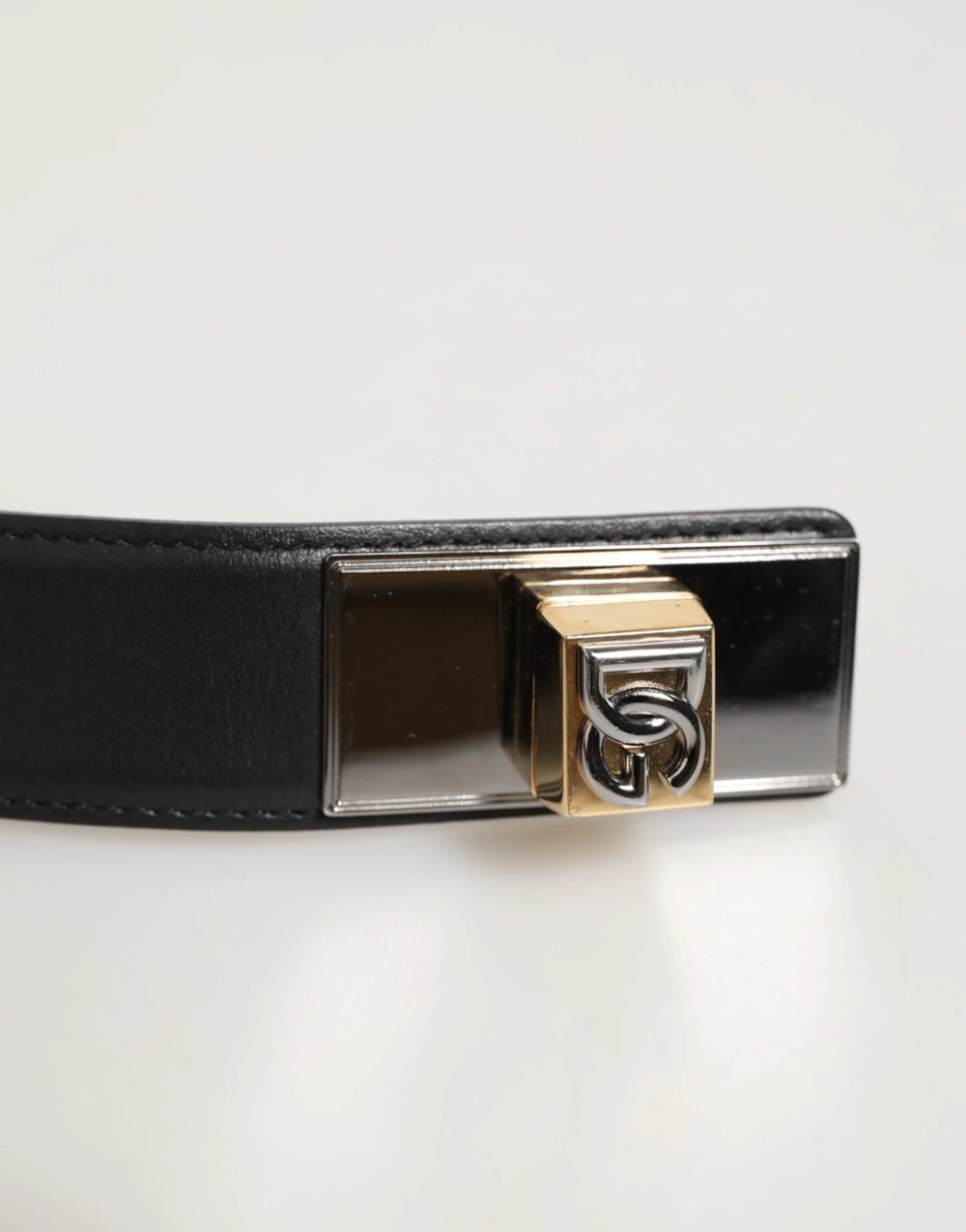 Dolce & Gabbana Black Leather Classic Metal Logo Buckle Belt - 90 cm / 36 Inches - Belts