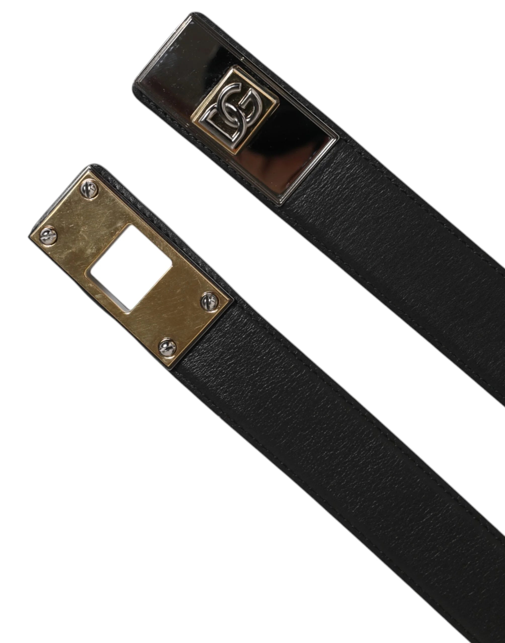 Dolce & Gabbana Black Leather Classic Metal Logo Buckle Belt - 90 cm / 36 Inches - Belts