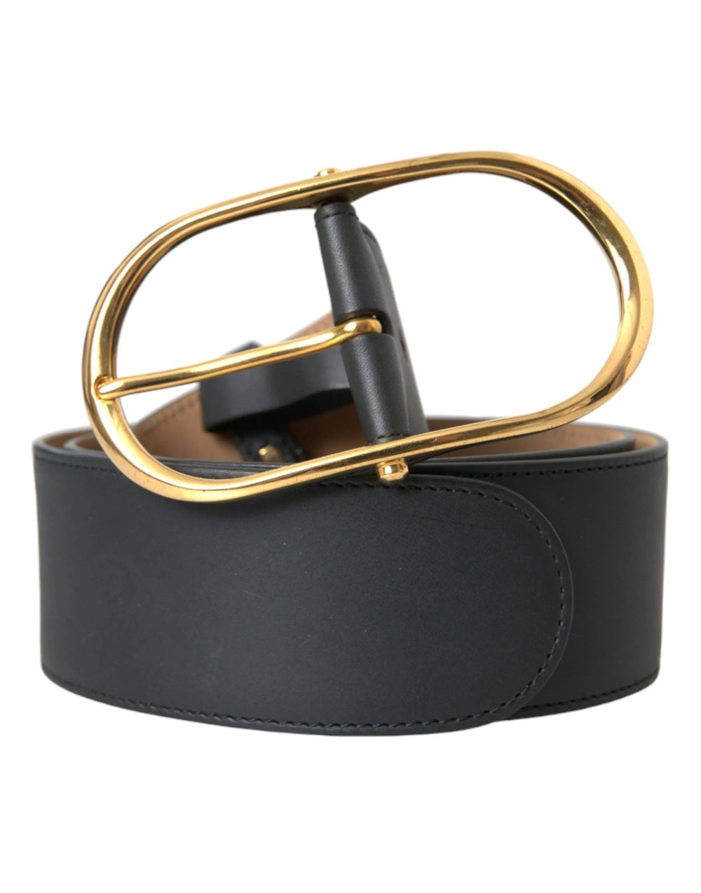 Dolce & Gabbana Black Leather Classic Metal Oval Buckle Belt - 85 cm / 34 Inches - Belts