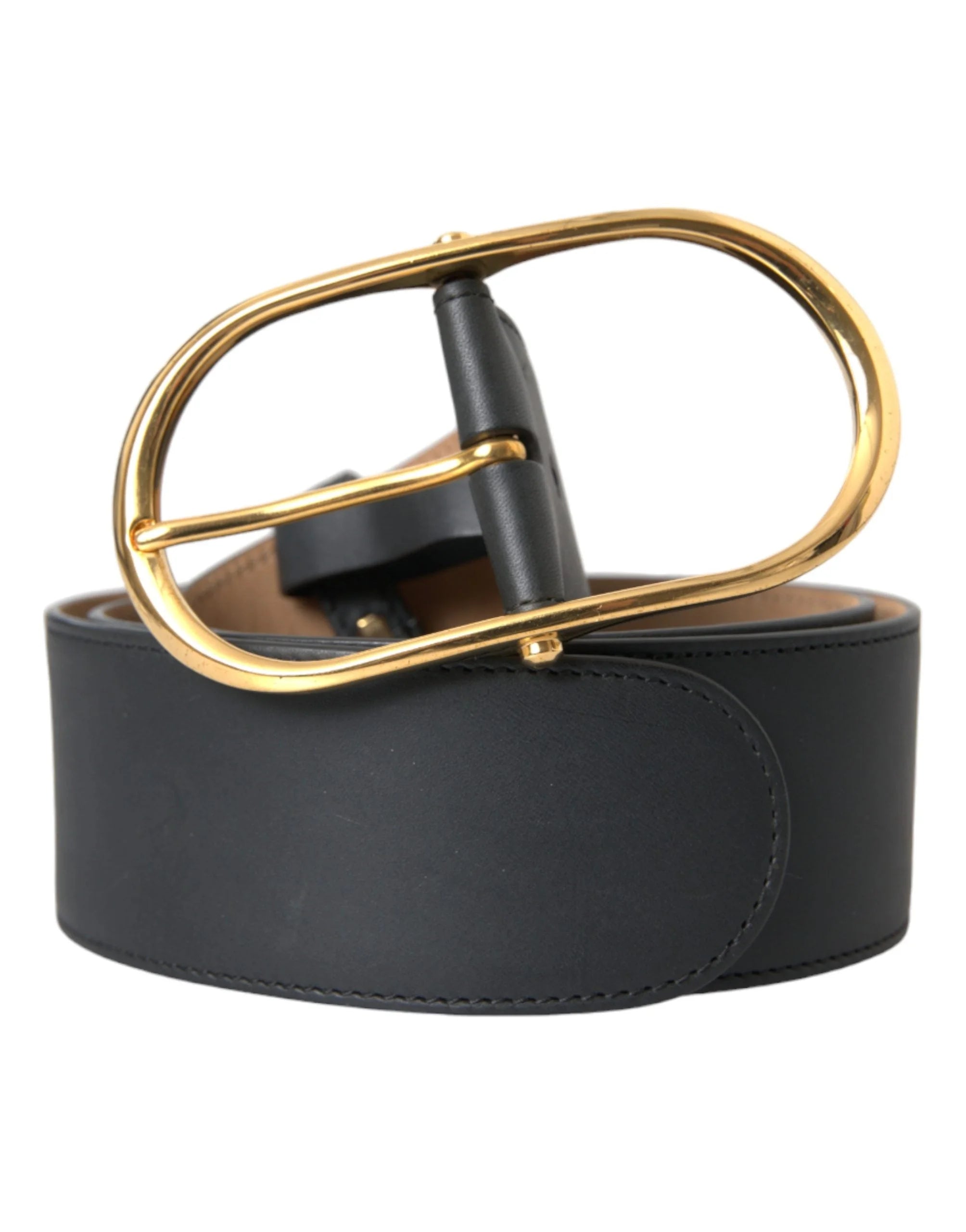 Dolce & Gabbana Svart läderbälte med klassisk metalloval spänne